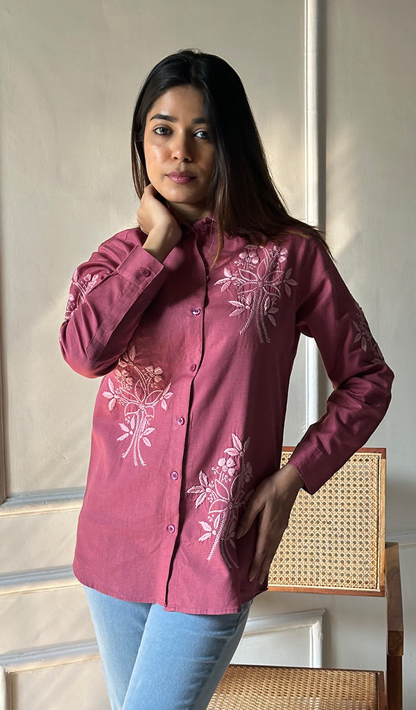 Women's Lucknowi Handcrafted Slub Cotton Chikankari Top - HONC0299152
