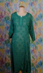 Load image into Gallery viewer, Women&#39;s Lakhnavi Handcrafted Viscose Georgette Chikankari Kurti - HONC0200218
