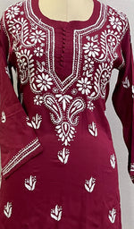 Load image into Gallery viewer, Women&#39;s Lakhnavi Handcrafted Modal Cotton Chikankari Top - HONC0220350
