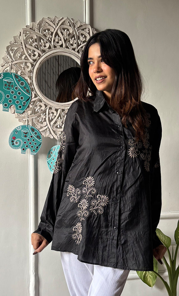 Arohi Women's Lakhnavi Handcrafted Pure Manglore Shirt with fine Chikankari - HONC0294572