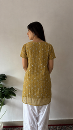 Women's Lucknowi Handcrafted Faux-Georgette Hakoba Chikankari Top- HONC0102614