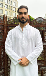 Load image into Gallery viewer, Men&#39;s Lucknowi Handcrafted Cotton Chikankari Kurta - HONC0253043
