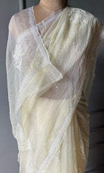 Load image into Gallery viewer, Amna Women&#39;s Lucknowi Handcrafted Pure Organza Silk Chikankari Saree - HONC0294408
