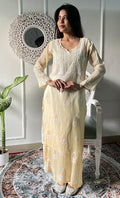 Ridhi Women's Lucknowi Handcrafted Mul Chanderi  Chikankari Kurti - HONC0329122