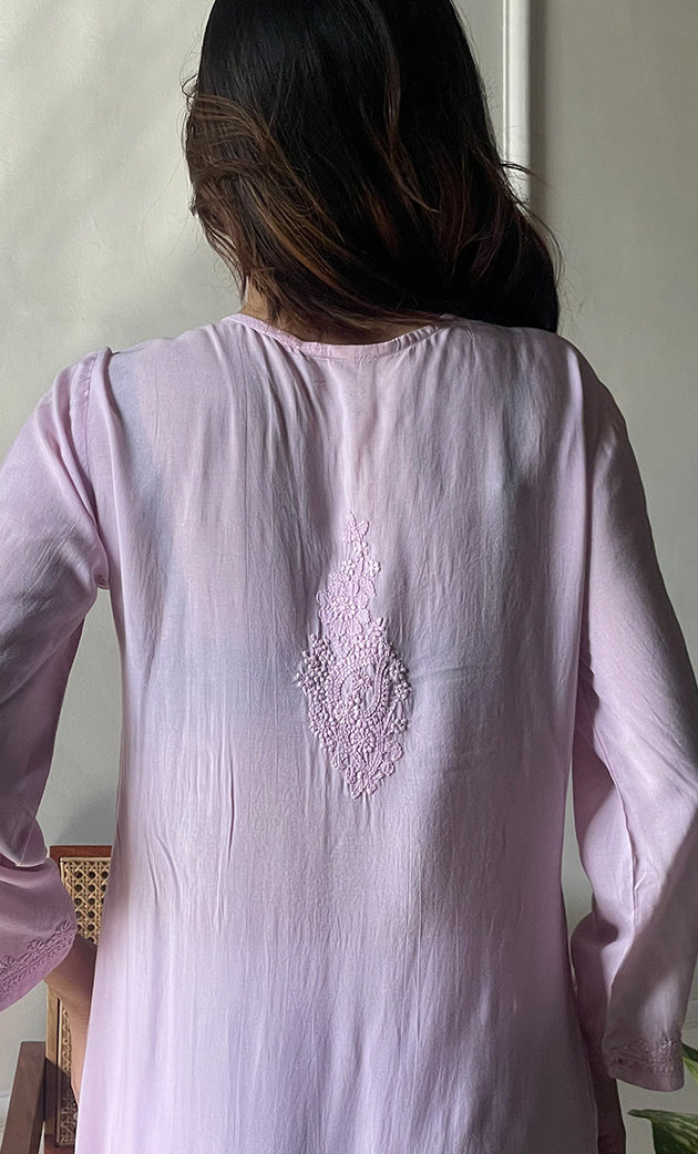 Rooh Women's Lucknowi Handcrafted Modal Cotton Chikankari Kurti - HONC0264937