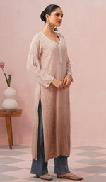 将图像加载到图库查看器中， Yusra Women's Lakhnavi Handcrafted Viscose Georgette Chikankari Kurti - HONC0566444