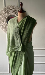 Load image into Gallery viewer, Women's Lakhnavi Handcrafted Viscose Georgette Chikankari Saree - HONC0318166