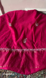 Load image into Gallery viewer, Women's Lakhnavi Handcrafted Mul Chanderi Semi - Stitched Angrakha And Dupatta Set - HONC0326284