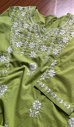 Load image into Gallery viewer, Women&#39;s Lucknowi Handcrafted Cotton Chikankari Kurti - HONC0301041

