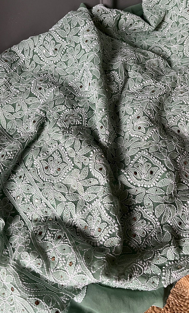 Women's Lucknowi Handcrafted Faux-Georgette Chikankari Suit Material - HONC0263405