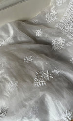 Load image into Gallery viewer, Women&#39;s Lakhnavi Handcrafted Organza Chikankari Unstitched Kurta And Dupatta Set - HONC0249870
