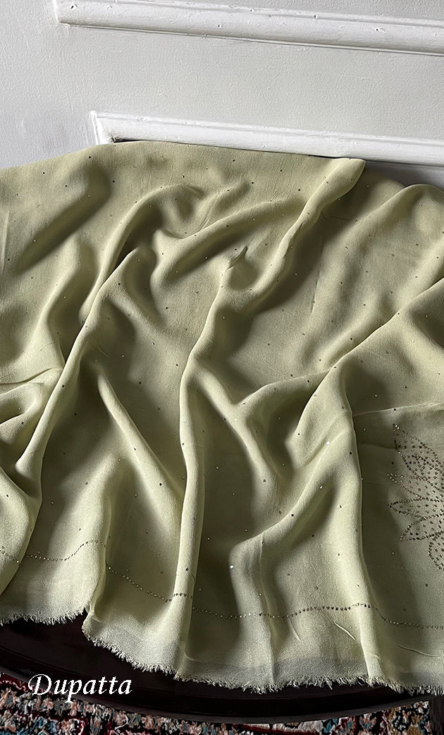 Women's Lucknowi Handcrafted Viscose Georgette Unstitched Chikankari Suit Material - HONC0336838