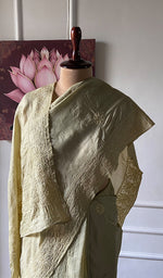 将图像加载到图库查看器中， Women's Lakhnavi Handcrafted Tussar Silk Chikankari Saree - HONC0307380