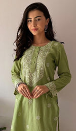 Prisha Women's Lakhnavi Handcrafted Cotton Chikankari Kurti - HONC066666