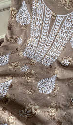 Load image into Gallery viewer, Women&#39;s Lakhnavi Handcrafted Cotton Chikankari Unstitched Kurti Fabric - HONC0175775
