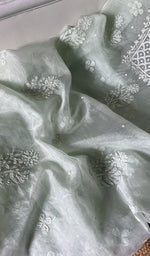 Load image into Gallery viewer, Women&#39;s Lakhnavi Handcrafted Organza Chikankari Unstitched Full Suit Material - HONC02712100
