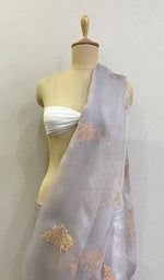 将图像加载到图库查看器中， Women&#39;s Lucknowi Handcrafted Pure Organza Silk Chikankari Saree - HONC0162558
