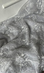 将图像加载到图库查看器中， Women's Lakhnavi Handcrafted Pure Organza Chikankari Unstitched Kurta And Dupatta Set- HONC0311253