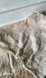 Load image into Gallery viewer, Women's Lakhnavi Handcrafted Tissue Chanderi Chikankari Unstitched Kurta Dupatta Set - HONC0352171