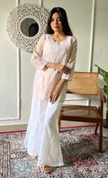 Ishani Women's Lakhnavi Handcrafted Mul Chanderi Chikankari Top - HONC0325397