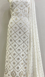 将图像加载到图库查看器中， Women&#39;s Lakhnavi Handcrafted Pure Silk Georgette Chikankari Kurta And Dupatta Set - HONC0222238
