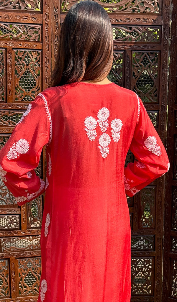 Red Lucknowi Chikankari kurtas