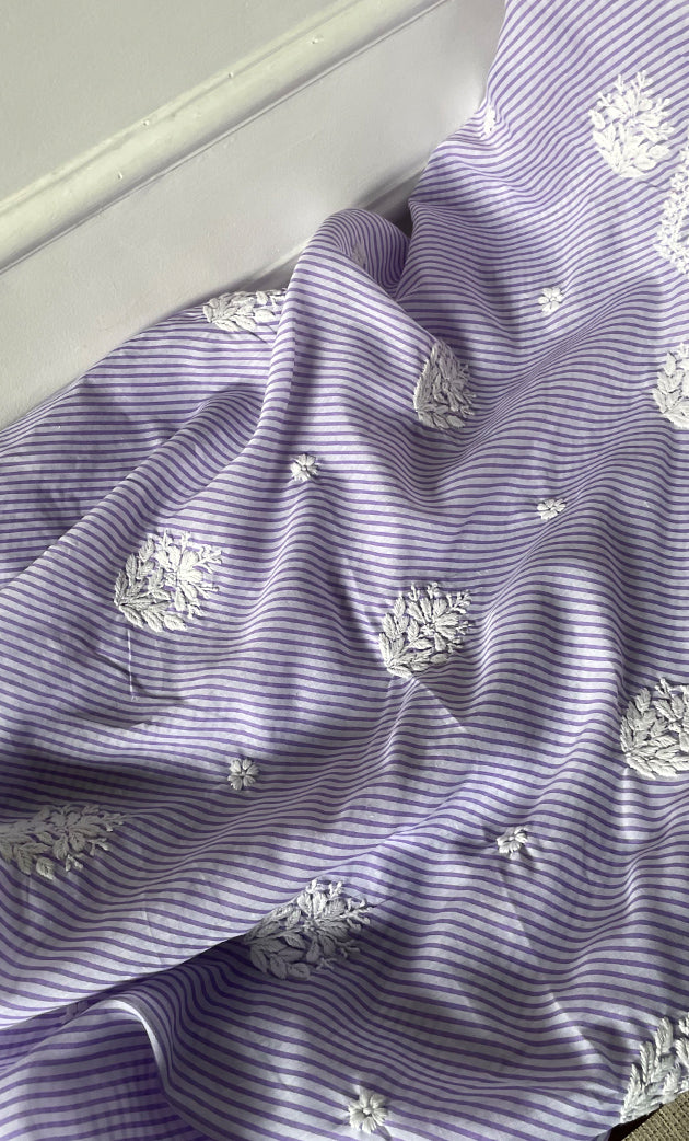 Shumaira Women's Lakhnavi Handcrafted Cotton Chikankari Unstitched Kurti Fabric - HONC0326384