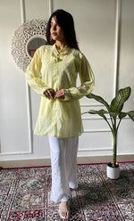 Load image into Gallery viewer, Women's Lakhnavi Handcrafted Mul Chanderi Chikankari Top - HONC0312909