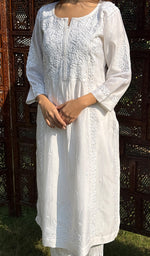 将图像加载到图库查看器中， Women&#39;s Lucknowi Handcrafted Chanderi Silk Chikankari Kurti - HONC0256313
