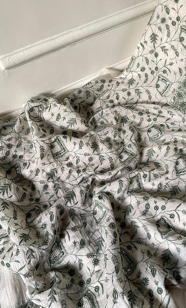 Titlee Women's Lakhnavi Handcrafted Unstitched Mul Chanderi Kurta And Dupatta Set - HONC0260939