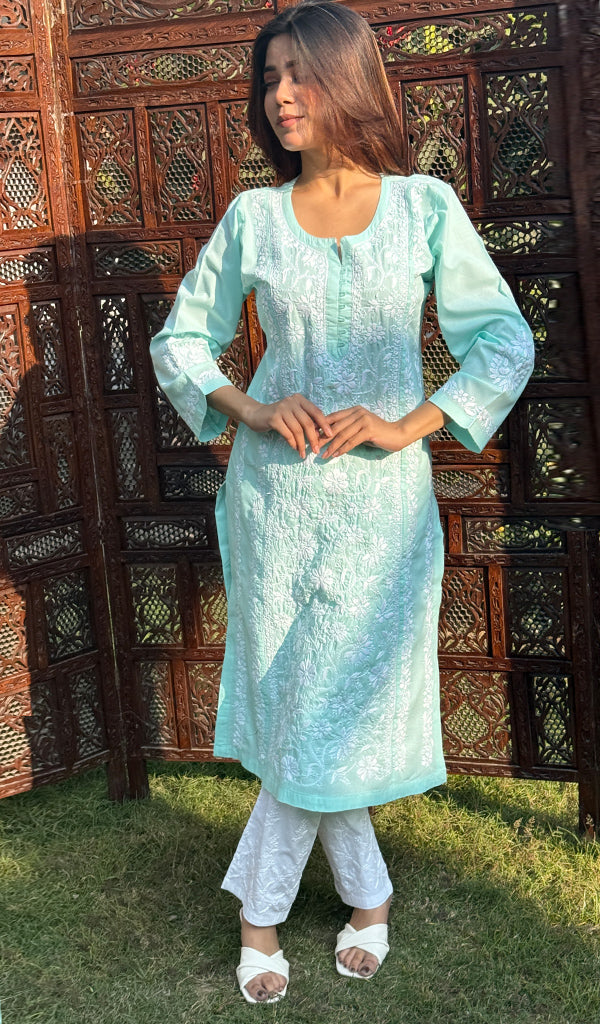 Iqra Women's Lucknowi Handcrafted Cotton Chikankari Kurti - HONC0164375