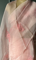 Load image into Gallery viewer, Women&#39;s Lucknowi Handcrafted Pure Organza Silk Chikankari Saree - HONC0294646
