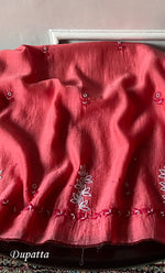 Load image into Gallery viewer, Saziya Women's Lakhnavi Handcrafted Mul Chanderi Semi - Stitched Kurta And Dupatta Set - HONC0339559