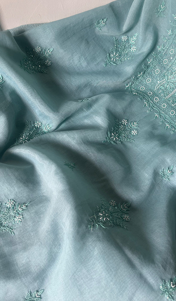 Women's Lakhnavi Handcrafted Mul Chanderi Chikankari Full Suit Material - HONC0271172