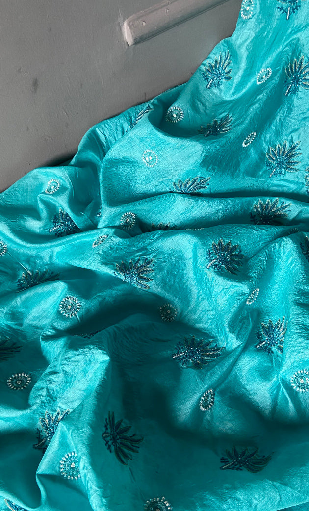 Women's Lakhnavi Handcrafted Tussar Silk Chikankari Kurta And Dupatta Set - HONC0245856