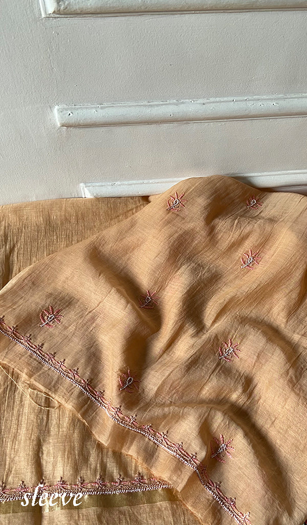Women's Lakhnavi Handcrafted Mul Chanderi Unstitched Chikankari Full Suit - HONC0343187