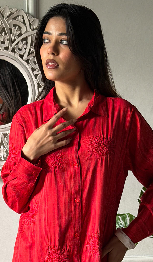 Vaishali Women's Lucknowi Handcrafted Cotton Chikankari Long Dress - HONC0341819