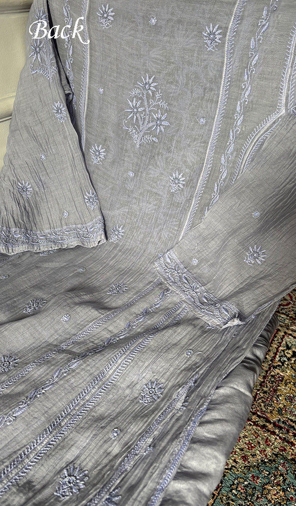 Women's Lakhnavi Handcrafted Mul Chanderi Semi - Stitchd Kurta  And Dupatta Set - HONC0344314