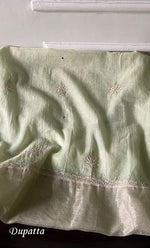 Load image into Gallery viewer, Women's Lakhnavi Handcrafted Mul Chanderi Unstitched Chikankari Full Suit Material - HONC0324497