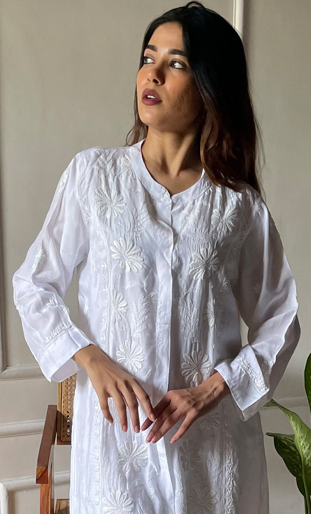 Women's Lakhnavi Handcrafted Cotton Chikankari Top And Plazzo Set - HONC0289250