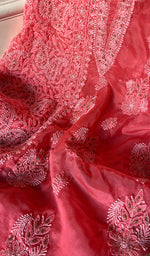Load image into Gallery viewer, Women&#39;s Lakhnavi Handcrafted Organza Chikankari Unstitched Kurti Fabric - NC026663
