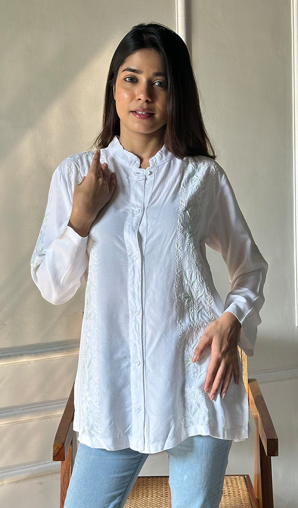 Driti Women's Lakhnavi Handcrafted Cotton Chikankari Top - HONC0297840