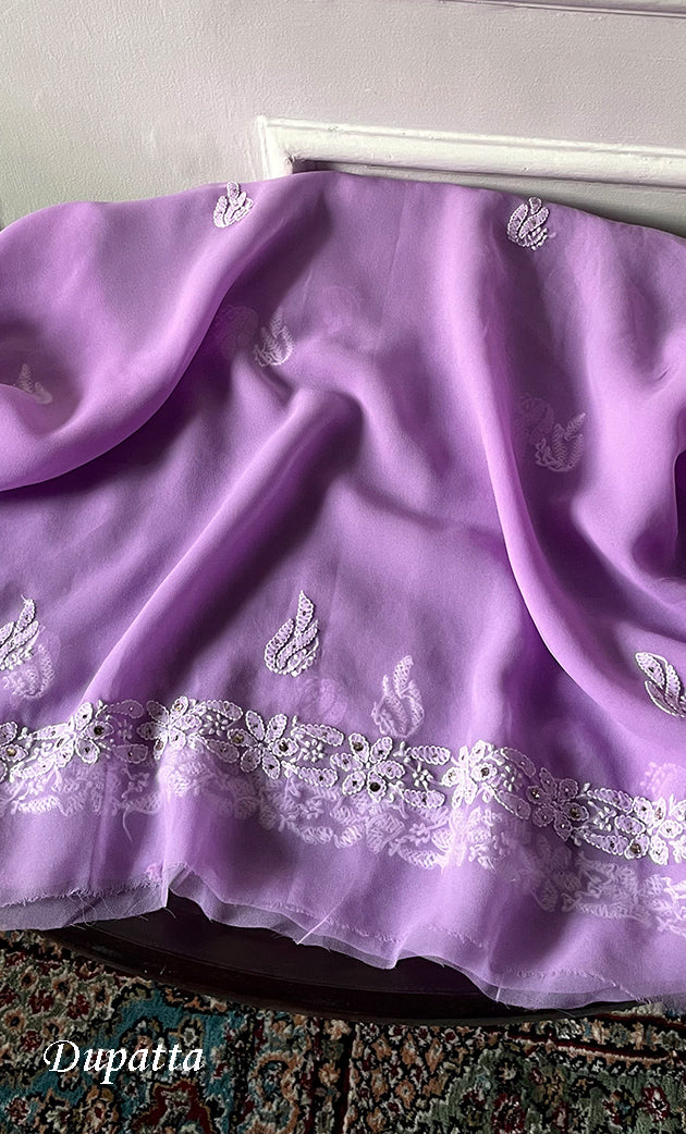 Women's Lucknowi Handcrafted Faux-Georgette Chikankari Suit Material - HONC0263370