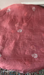 Load image into Gallery viewer, Women's Lakhnavi Handcrafted Pure Organza Chikankari Unstitched Kurta And Dupatta Set- HONC0335079