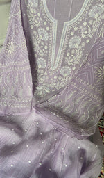 Load image into Gallery viewer, Women's Lakhnavi Handcrafted Mul Chanderi Semi - Stitched Anarkali And Dupatta Set - HONC0374948