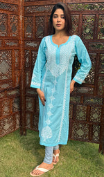 Load image into Gallery viewer, Zainab Women&#39;s Lucknowi Handcrafted Cotton Chikankari Kurti - HONC0217265
