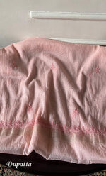 Load image into Gallery viewer, Women's Lakhnavi Handcrafted Mul Chanderi Unstitched Chikankari Full Suit Material - HONC0297193