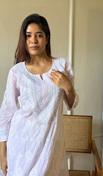 Load image into Gallery viewer, Soniya Women&#39;s Lucknowi Handcrafted Cotton Chikankari Kurti - HONC0273987
