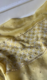 Load image into Gallery viewer, Women's Lakhnavi Handcrafted Pure Organza Chikankari Unstitched Kurta And Dupatta Set- HONC0314317