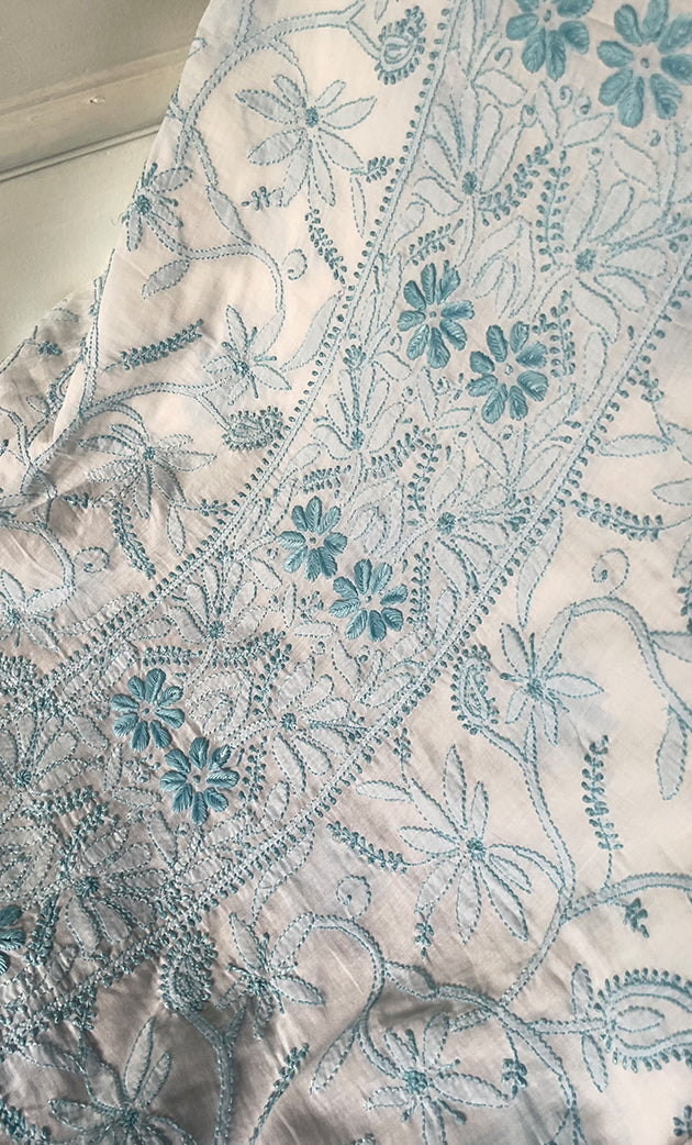 Women's Lakhnavi Handcrafted Modal Cotton Chikankari Unstitched Kurti Fabric - HONC0325224